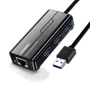 Адаптер Ugreen Adapter USB to 3хUSB 3.0+RJ45 Black (20265): Колір черный