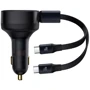 Зарядний пристрій Baseus Car Charger Retractable USB-C+USB-C 33W Black (C00035500111-00)