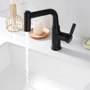Смеситель для раковины Lefton Single-Hole Waterfall & Pull-Out Liftable Bathroom Faucet-BF2209 Matt Black: Материал Латунь