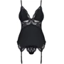 Мягкий корсет со стрингами Obsessive 810-COR-1 corset & thong black S/M