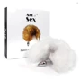Металлическая анальная пробка с хвостом из натурального меха Art of Sex size M White fox