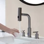 Смеситель для раковины Lefton Two-Handle Widespread Waterfall & Pull-Out Bathroom Faucet with Temperature Display-BFWS2401 Grey фото 10