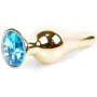 Анальная пробка с кристаллом BOSS of TOYS Boss Series - Jewellery Gold BUTT PLUG Light Blue, BS6400067