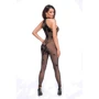 Бодистокинг Noir Handmade F315 Ego flocked mesh halter catsuit Black, XXL