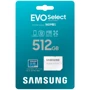 Карта памяти Samsung 512GB microSDXC EVO Select Class 10 UHS-I EVO Select 2024 + adapter (MB-ME512SA/AM): Объем 512 ГБ