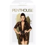 Комплект пеньюар с декором в виде роз и стрингами Penthouse - Sweet Retreat Black S/L