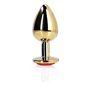 Металлическая анальная пробка Ouch! Heart Gem Gold - Ruby Red, S