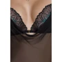 Сорочка Passion DELIENA CHEMISE Black XXL/XXXL (стринги в наборе)