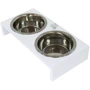 Миски Lucky Pet металлические на деревянной подставке линейка Пир 2x0.4л/13см белый (553478): Материал Металл, Дерево