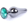 Анальная пробка с кристаллом BOSS of TOYS Boss Series - Jewellery Dark Silver BUTT PLUG Green, BS6400060