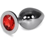 Анальная пробка с кристаллом LoveToy Large Silver Plug Red
