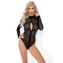 Боди Noir Handmade F287 Leopard flock bodysuit with long sleeves Black, XXL