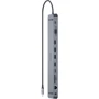Адаптер REAL-EL Adapter USB-C to HDMI+VGA+3xUSB3.0+RJ45+3.5mm+SD/TF+USB-C+PD CQ-1000 Space Gray (EL123110005): Колір серебристый