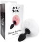 Силиконовая анальная пробка М Art of Sex - Silicone Bunny Tails Butt plug, белый