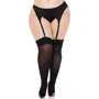 Чулки Leg Avenue Lace top opaque thigh highs Black 1X/2X