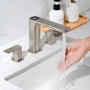 Смеситель для раковины Lefton Widespread 2-handle Bathroom Faucet with Temperature Display-BFWS2402 Brushed Nickel фото 10