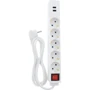 Мережевий фільтр Hama 5xТип F 3x1.5мм кв 16A 2хUSB-A 1.5 м білий (00137350): Кількість розеток, шт 5
