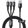 Кабель Baseus USB Cable to Lightning/microUSB/USB-C Halo Data 1.2m Black (CAMLT-HA01)