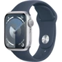 Apple Watch Series 9 41mm GPS Silver Aluminum Case with Storm Blue Sport Band - M/L (MR913) Approved Витринный образец