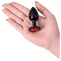 Анальна пробка із кристалом Toyfa Metal Black anal plug ruby gem