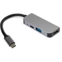 Адаптер Vinga Adapter USB-C to USB-C + HDMI + USB Grey (VCPHTC3AL): Колір сірий