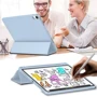 Аксессуар для iPad BeCover Tri Fold Soft TPU with Pencil mount Light Blue for iPad Air 2020/iPad Air 2022 (711108): Особенности Складывается в подставку, отделение для стилуса, Приятен на ощупь, Надежная защита от царапин и загрязнений, Стильный внешний вид, Стильный дизайн, Удобно держать в руке, режим автопробуждения/сна