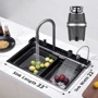 Кухонная мойка Lefton 33x22 Inch Waterfall Faucet Kitchen Sink with Digital Temperature Display & LED Lighting-KS2207L: Материал Нержавеющая сталь