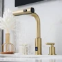 Смеситель для раковины Lefton Two-Handle Widespread Waterfall & Pull-Out Bathroom Faucet with Temperature Display-BFWS2401 Brushed Gold: Назначение Для раковины