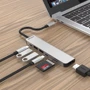 Адаптер Zamax Adapter USB-C to 2xUSB-C+2xUSB+SD+HDMI Silver: Цвет серый