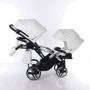 Универсальная коляска для двойни 2 в 1 Junama Mirror Satin Duo Slim 04, белый с серебристым (J-MS-DUOs-04): Количество блоков 2