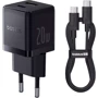 Зарядное устройство Baseus Wall Charger Palm USB-C+USB 20W with USB-C Cable Black (P10111608113-01)