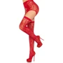 Чулки Leg Avenue Leg Avenue Lace thigh highs & garterbelt Red One Size