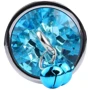 Анальная пробка с кристаллом, колокольчиком и поводком Silver Blue (размер M)