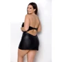 Мини-платье из экокожи Passion CELINE CHEMISE black 6XL/7XL (трусики в комплекте)