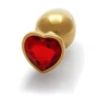 Металлическая анальная пробка Ouch! Heart Gem Gold - Ruby Red, М