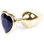 Анальная пробка с кристаллом BOSS of TOYS Boss Series - Jewellery Gold Heart PLUG Black S, BS6400038