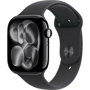 Apple Watch Series 11 GPS + Cellular 42mm Jet Black Aluminium Case with Black Sport Band - M/L (MF854)