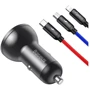 Зарядное устройство Baseus Car Charger Digital Display Dual 24W with Primary Colors 3-in-1 Gray (TZCCBX-0G): Кабель в комплекте USB-C, microUSB, Lightning