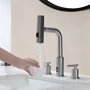 Смеситель для раковины Lefton Two-Handle Widespread Waterfall & Pull-Out Bathroom Faucet with Temperature Display-BFWS2401 Brushed Nickel фото 10