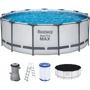 Бассейн Bestway каркасный круглый 396-122 см (5618W) (12690 л, фильтр-насос 220V, лестница, крышка-чехол)