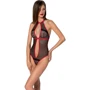 Сетчатое боди с кружевом на груди Passion SATARA BODY Black/Red XXL/XXXL