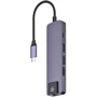 Адаптер COTEetCI Adapter USB-C to USB-C+2xUSB+HDMI+RJ45 Grey (MB1081)