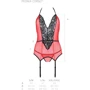 Корсет с пажами для чулок Passion PEONIA CORSET Red S/M (стринги в наборе)