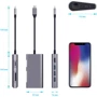 Адаптер Dynamode USB-C to HDMI 4K + 3хUSB3.0 + RJ45 + USB-C Female + SD Grey фото 4