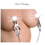Зажимы для сосков с цепочкой Feral Feelings - Clover nipple clamps, серебро/белый