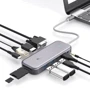 Адаптер BlitzWolf Adapter USB-C to USB-C+4xUSB+HDMI+VGA+RJ45+3.5mm+SD/TF Grey (BW-TH8): Інтерфейс підключення USB-C