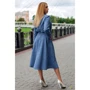 Платье FLFashion Плутос ХПП 3213 52 синее повседневное удлиненное миди: Состав Лен