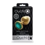 Металлическая анальная пробка Ouch! Heart Gem Gold - Emerald Green, М