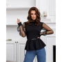 Блуза ISSA PLUS SA-77 42 черная с длинным рукавом