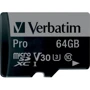 Карта памяти Verbatim 64GB microSDXC Class 10 UHS-I U3 A2 V30 PRO + adapter (47042): Тип карты MicroSDXC